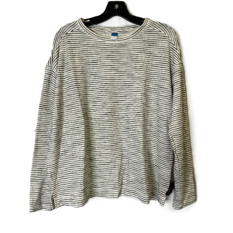Cool Summer Top Long Sleeve Basic By Old Navy In Striped Pattern, Size: M