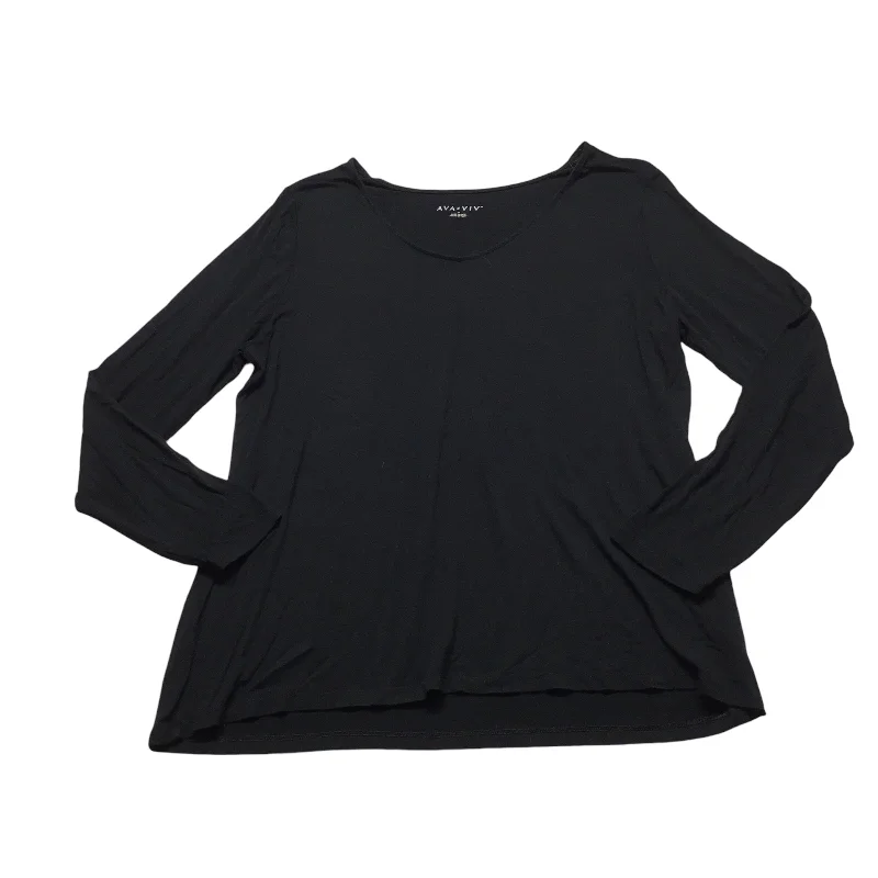 End Of The Year Top Long Sleeve Basic By Ava & Viv In Black, Size: 1x