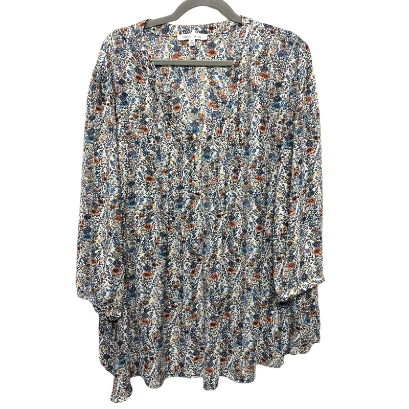 Timeless Style Top 3/4 Sleeve By Rose And Olive In Blue & Orange, Size:3X