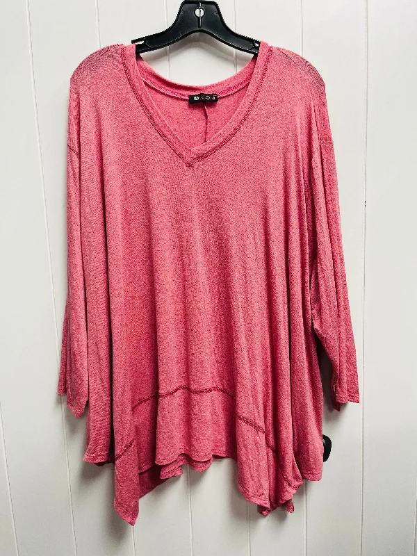 Relaxed Tops Top 3/4 Sleeve By Clothes Mentor In Red, Size: Xl