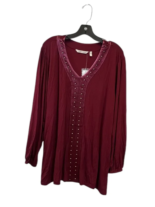 Everyday Chic Top Long Sleeve By Soft Surroundings In Red, Size: 1x