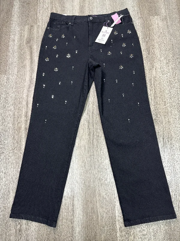 Casual Chic Wear Jeans Straight By Gloria Vanderbilt In Black Denim, Size: 16