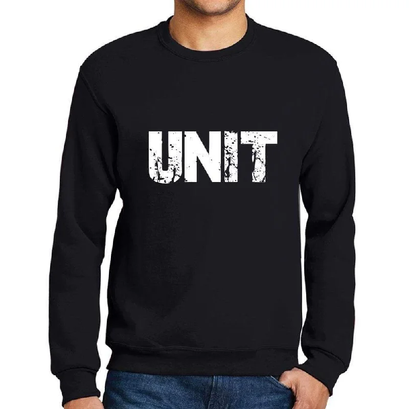 Elegant Style Men's Printed Graphic Sweatshirt Popular Words UNIT Deep Black