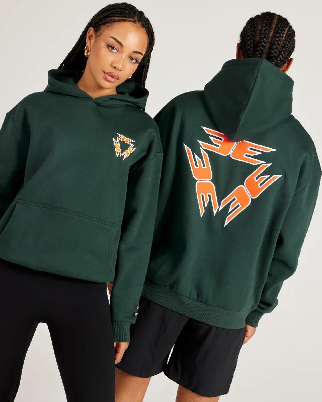 Chic Comfort Tri Logo Hoodie - Green / Orange