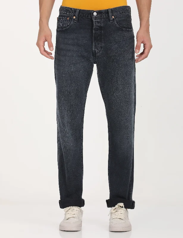 Versatile Outfits Men's 501 Straight Fit Charcoal Grey Button Fly Jeans