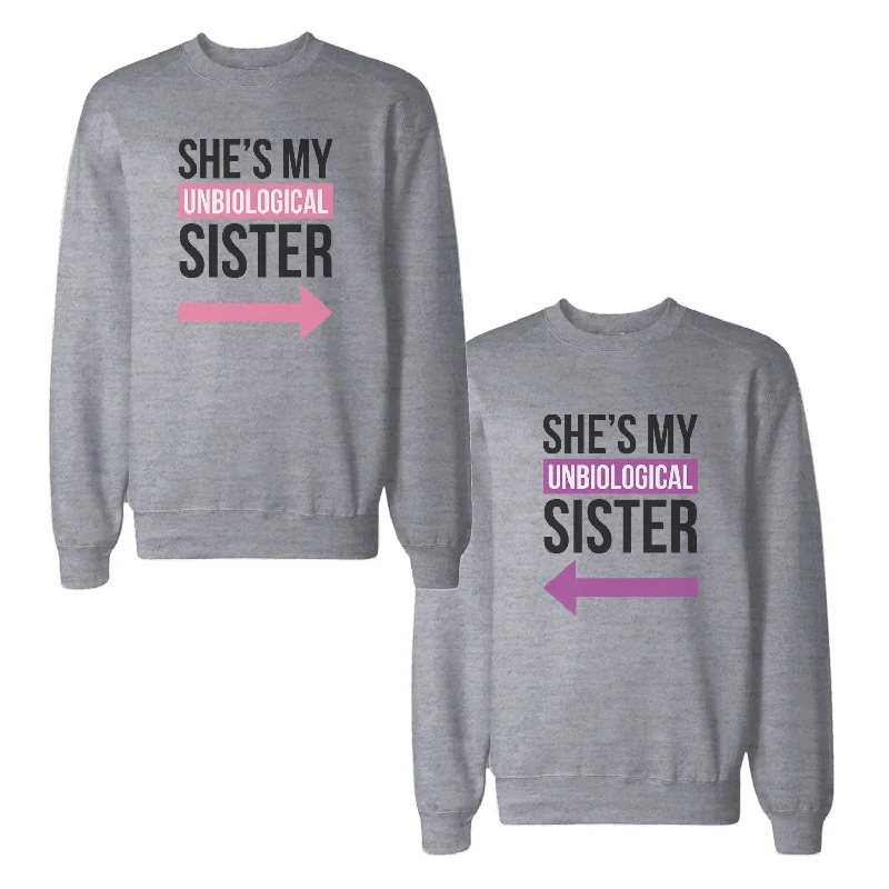 Simple Style Unbiological Sister BFF Sweatshirts Friendship Matching Sweat Shirts