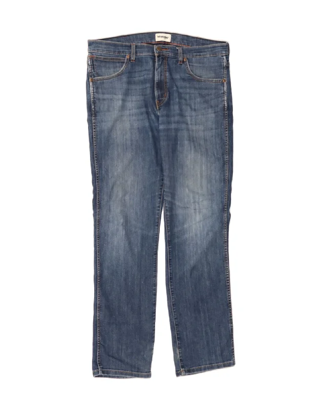 Stylish Casuals WRANGLER Mens Arizona Straight Jeans W36 L32 Navy Blue Cotton