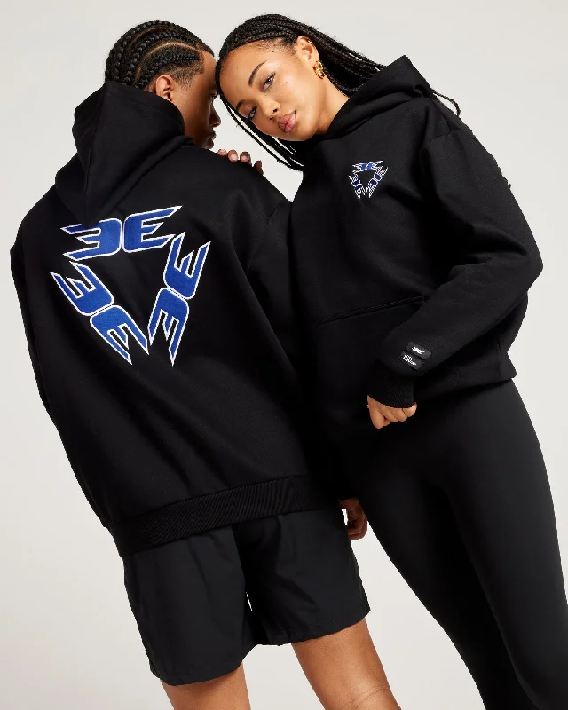 Comfortable Dresses Tri Logo Hoodie - Black / Blue