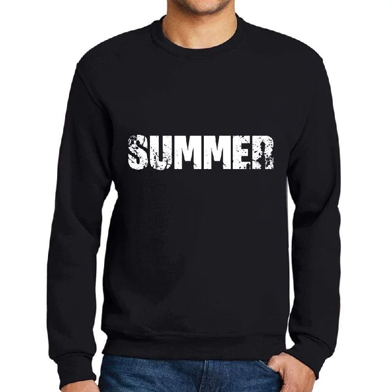 Casual Fit Men's Printed Graphic Sweatshirt Popular Words SUMMER Deep Black