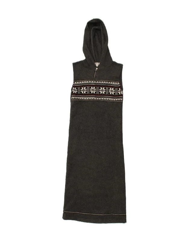 Classic Series VINTAGE Girls Sleeveless Hooded Jumper Dress 10-11 Years Grey Fair Isle