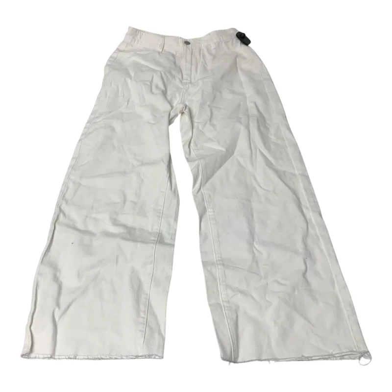 Luxury Customization Jeans Wide Leg By Shein In White Denim, Size: 4