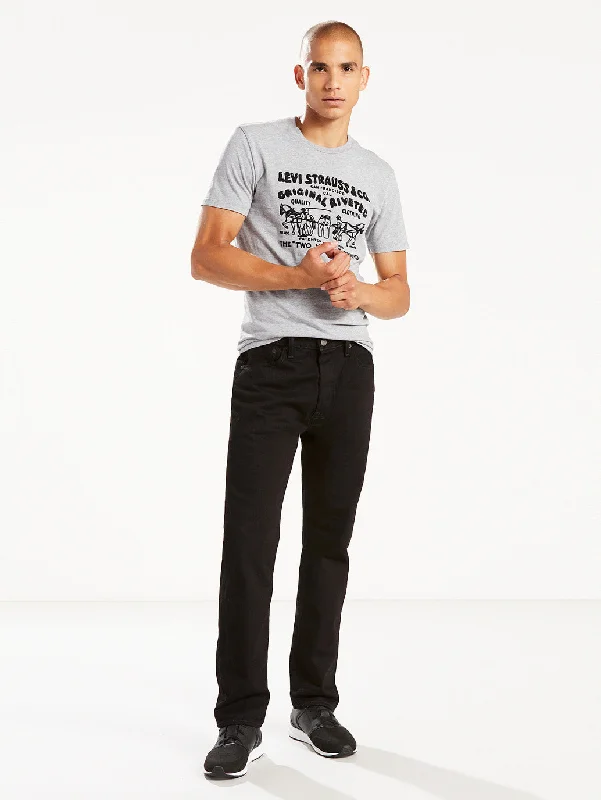 Simple Comfort Men's 501 Straight Fit Black Button Fly Jeans