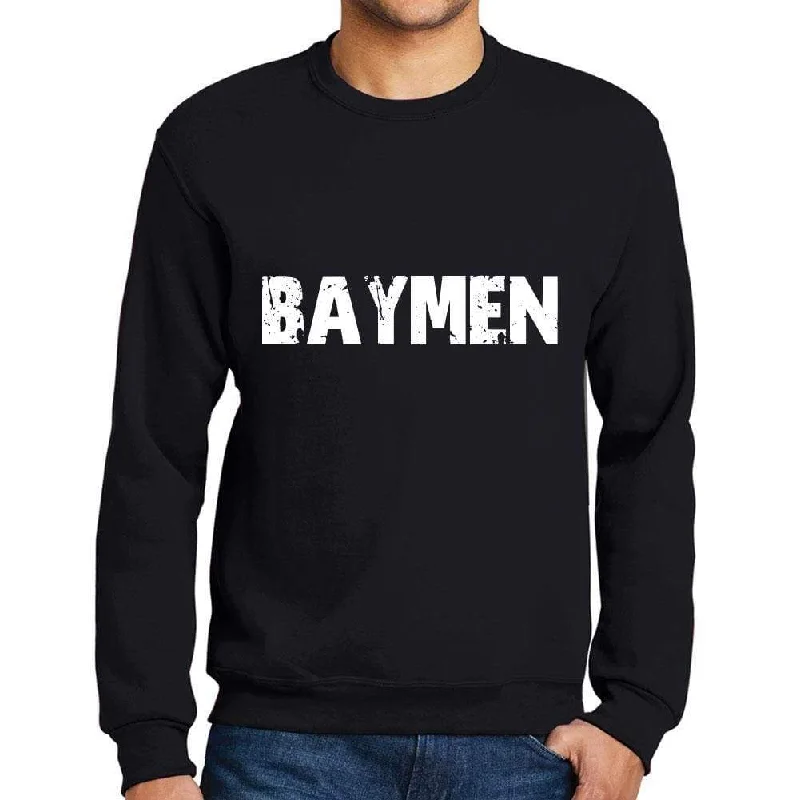 End Of The Year Men's Printed Graphic Sweatshirt Popular Words BAYMEN Deep Black