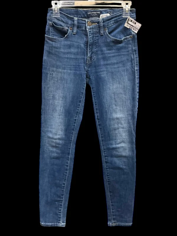 Creative Prints Jeans Skinny By Lucky Brand In Blue Denim, Size: 2