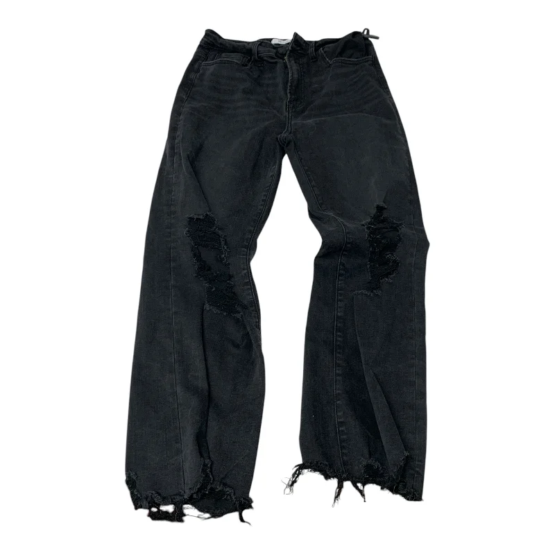 Simple Chic Jeans Straight By Zenana Outfitters In Black Denim, Size: L