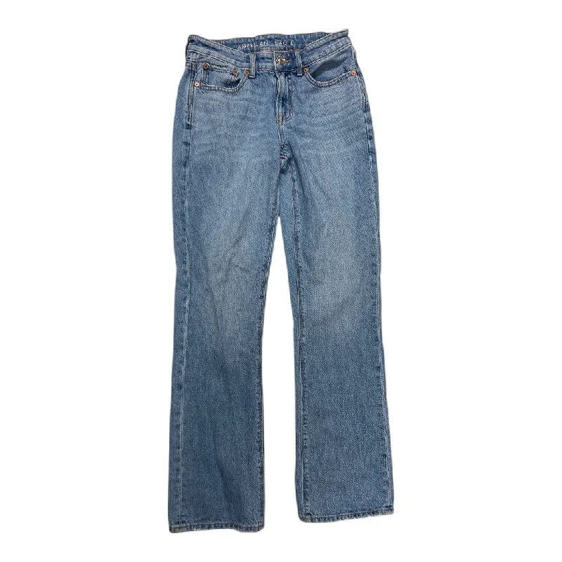 Cool Style Jeans Straight By American Eagle In Blue Denim, Size:2