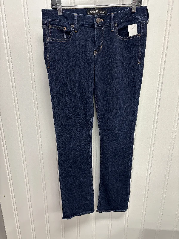 High-end Design Jeans Boot Cut By Express In Blue Denim, Size:8