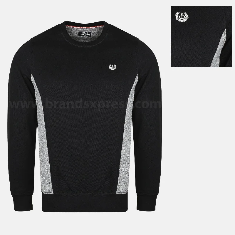 Comfortable Fashion GAR Side Grey Panel Black Sweatshirt 8046