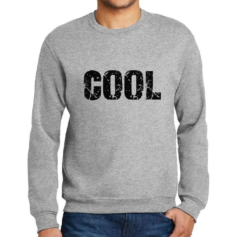 Fashionable Prints Men's Printed Graphic Sweatshirt Popular Words COOL Grey Marl