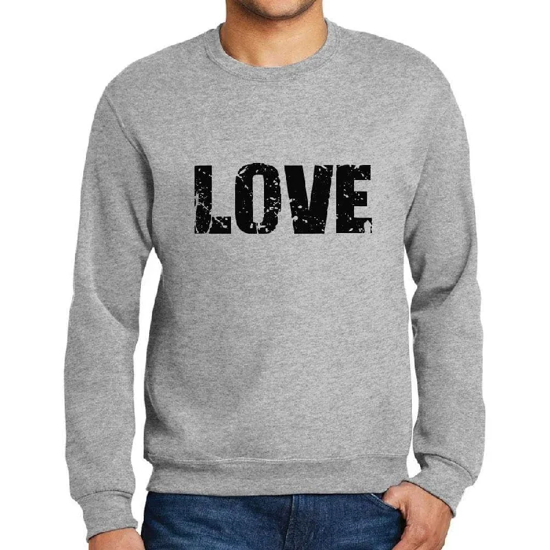 Warm Winter Series Men's Printed Graphic Sweatshirt Popular Words LOVE Grey Marl