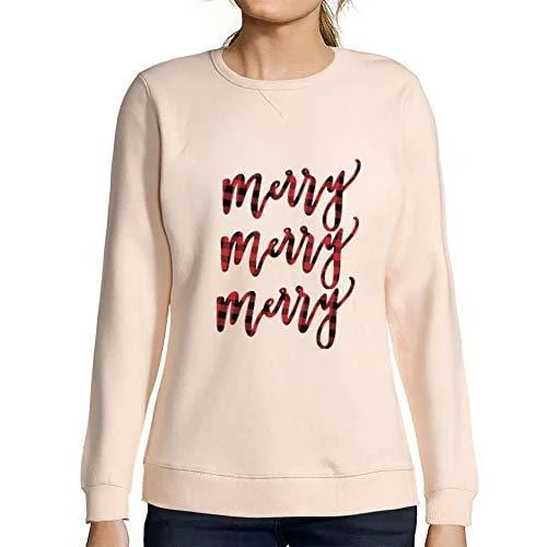 Double-sided Wear Ultrabasic - Femme Graphique Merry Sweatshirt Action de Grâces Xmas Cadeau Idées Tee Rose Crémeux