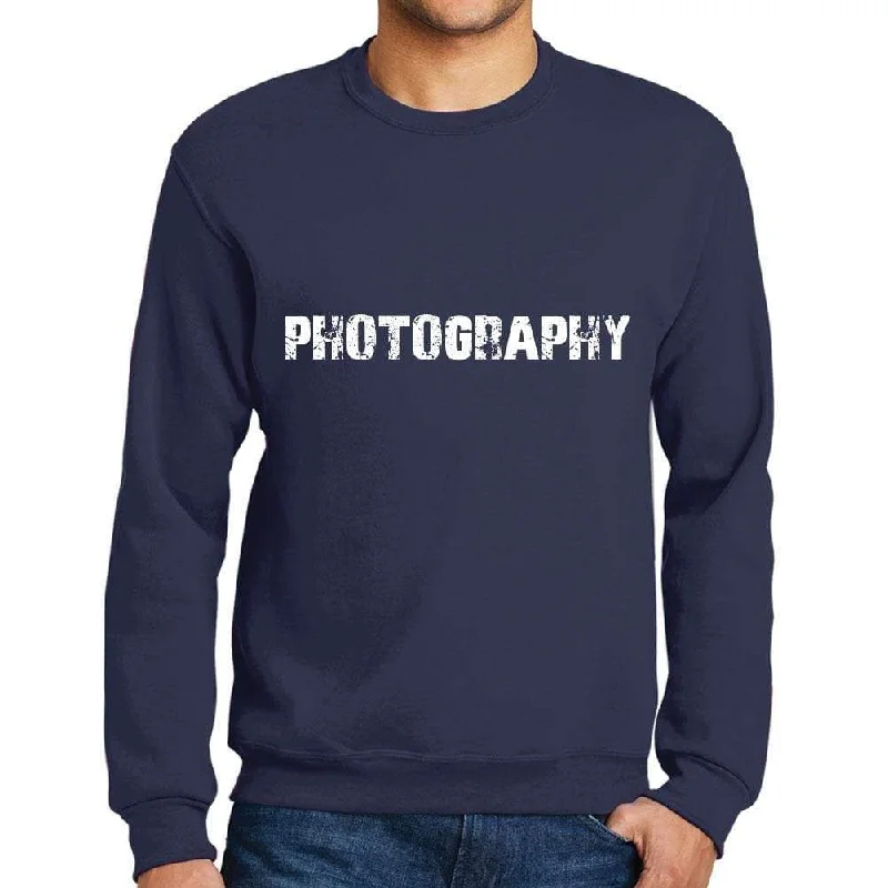 Breezy Outfits Men's Printed Graphic Sweatshirt Popular Words PHOTOGRAPHY French Navy