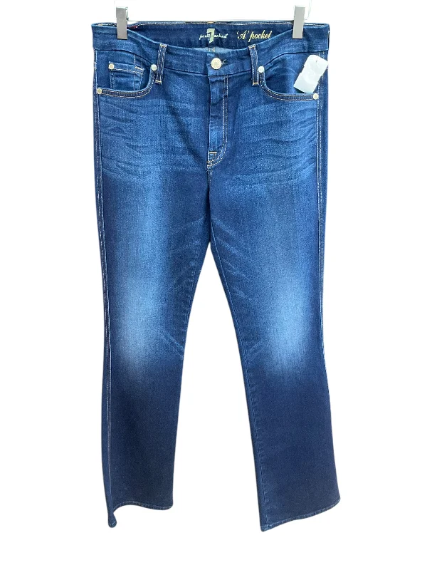 Classic Series Jeans Flared By 7 For All Mankind In Blue Denim, Size: 14