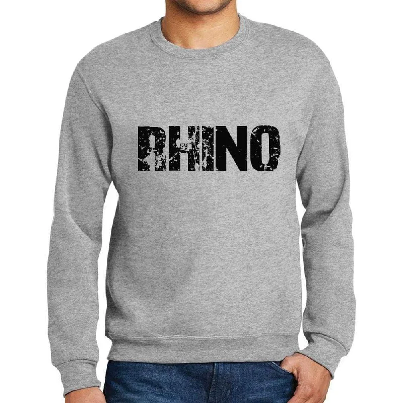 Soft Knitwear Men's Printed Graphic Sweatshirt Popular Words RHINO Grey Marl