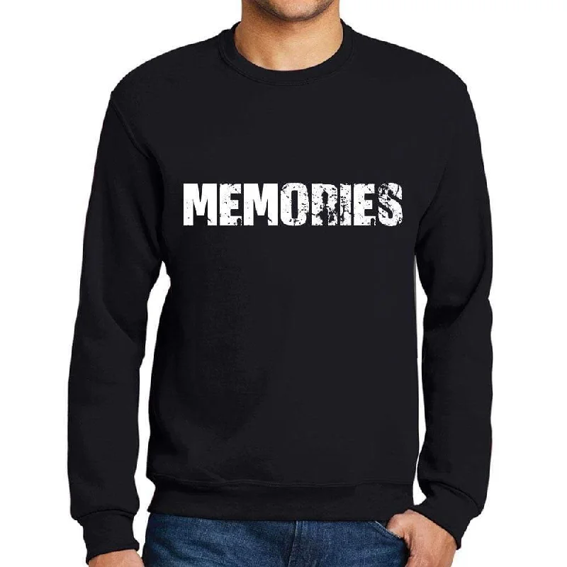 Personalized Wear Men's Printed Graphic Sweatshirt Popular Words MEMORIES Deep Black
