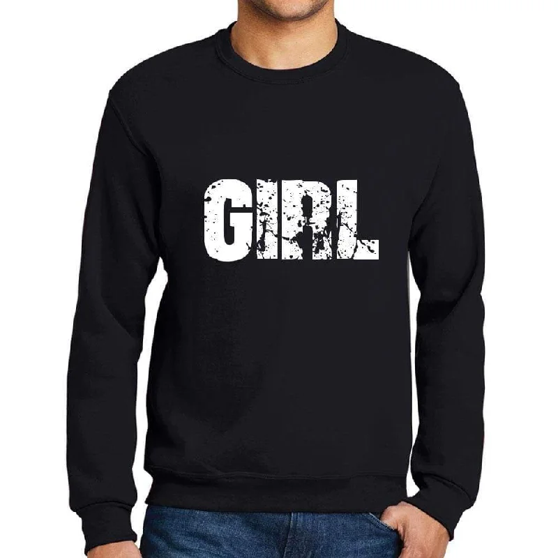 Exquisite Craftsmanship Men's Printed Graphic Sweatshirt Popular Words GIRL Deep Black