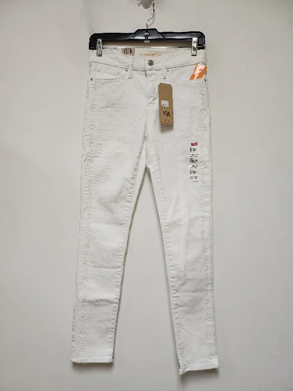 High Street Style Jeans Skinny By Levis In White Denim, Size: 4