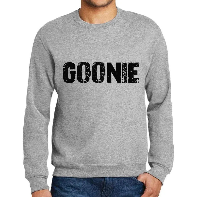 Cozy Fashions Men's Printed Graphic Sweatshirt Popular Words GOONIE Grey Marl