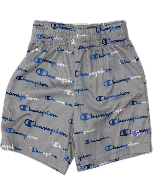 Bottom And Versatile CHAMPION Boys Graphic Sport Shorts 2-3 Years Grey Polyester