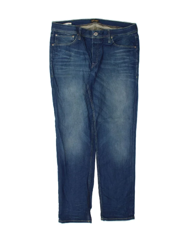 Party Wear JACK & JONES Mens Slim Jeans W36 L34 Navy Blue Cotton