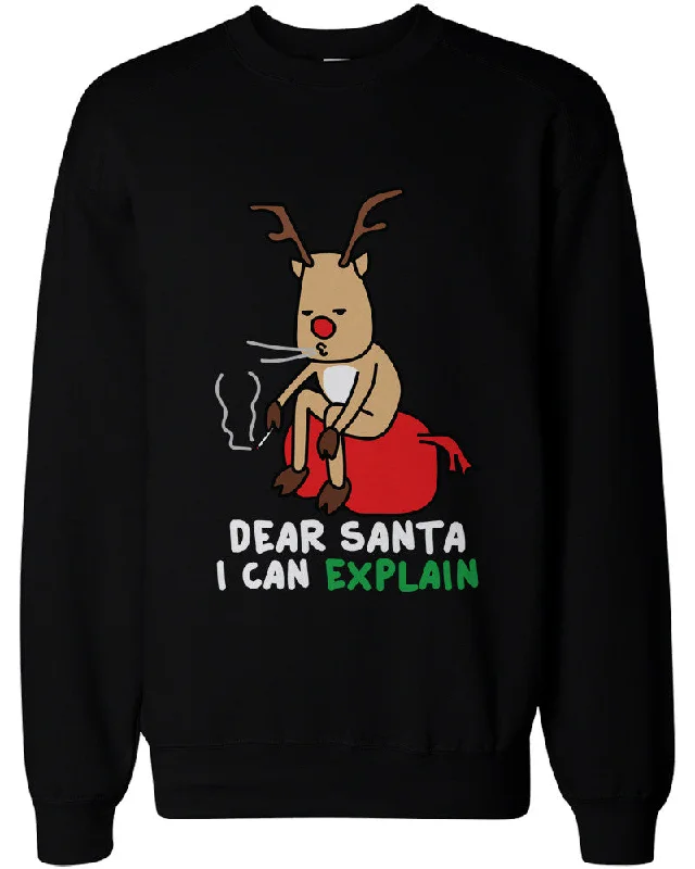 Sports Design Rudolph Stole Santa's Bag and Smoking Funny Sweatshirts Cute Holiday Sweaters