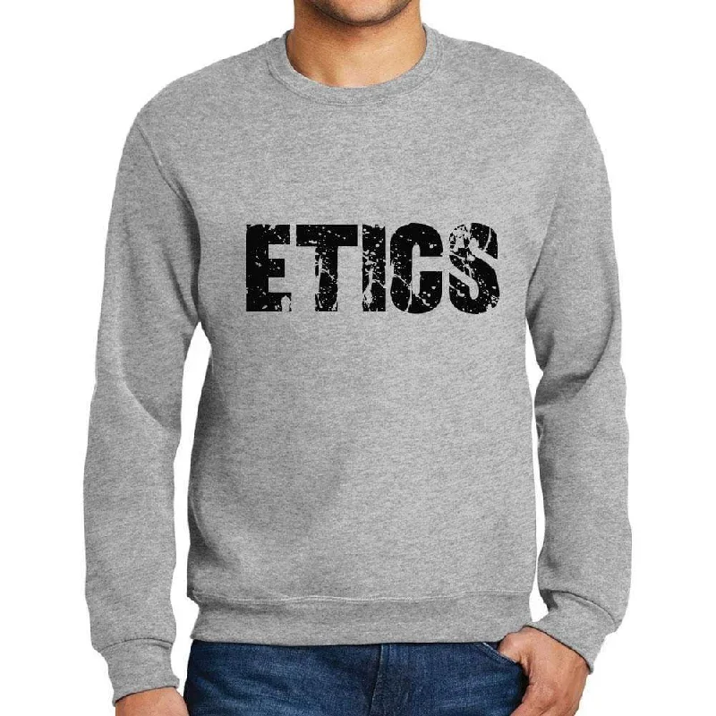 Warm Wear Men's Printed Graphic Sweatshirt Popular Words ETICS Grey Marl