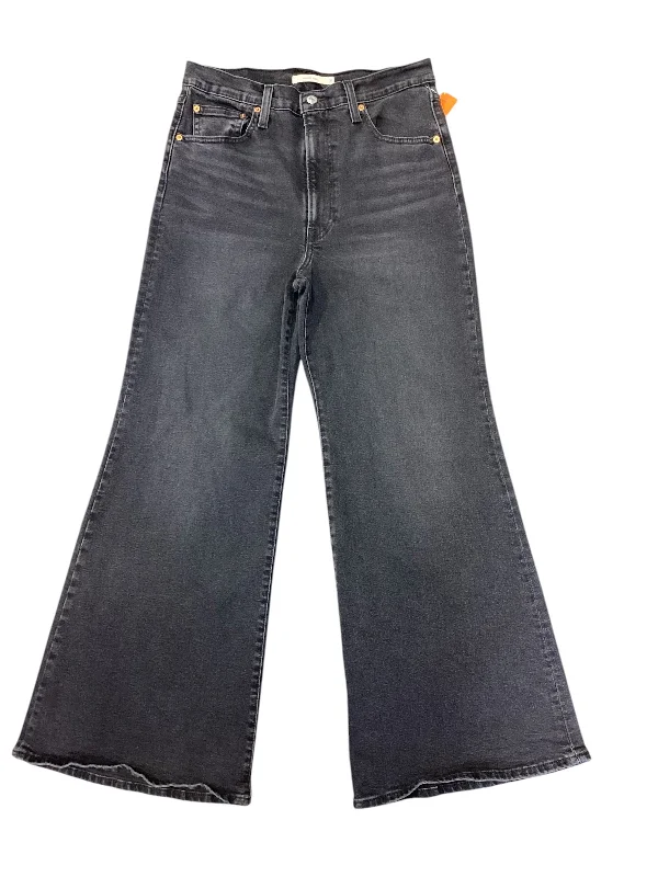 Soft Tops Jeans Wide Leg By Levis In Black Denim, Size: 12