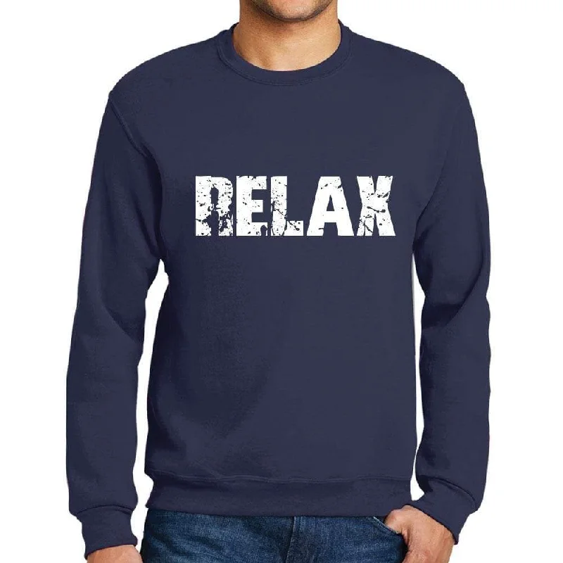 Goddess Style Men's Printed Graphic Sweatshirt Popular Words RELAX French Navy