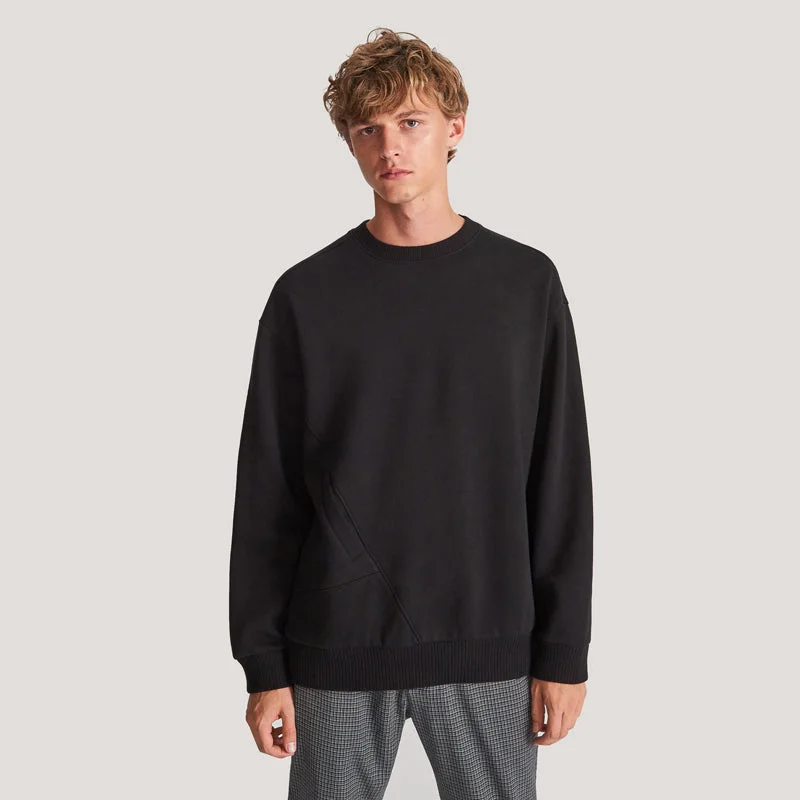 Stylish Casuals RSV Organic Cross Pocket Black Sweatshirt 606