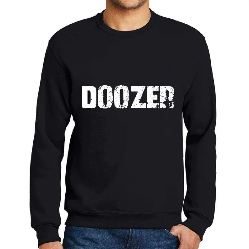 Mid-length Style Men's Printed Graphic Sweatshirt Popular Words DOOZER Deep Black
