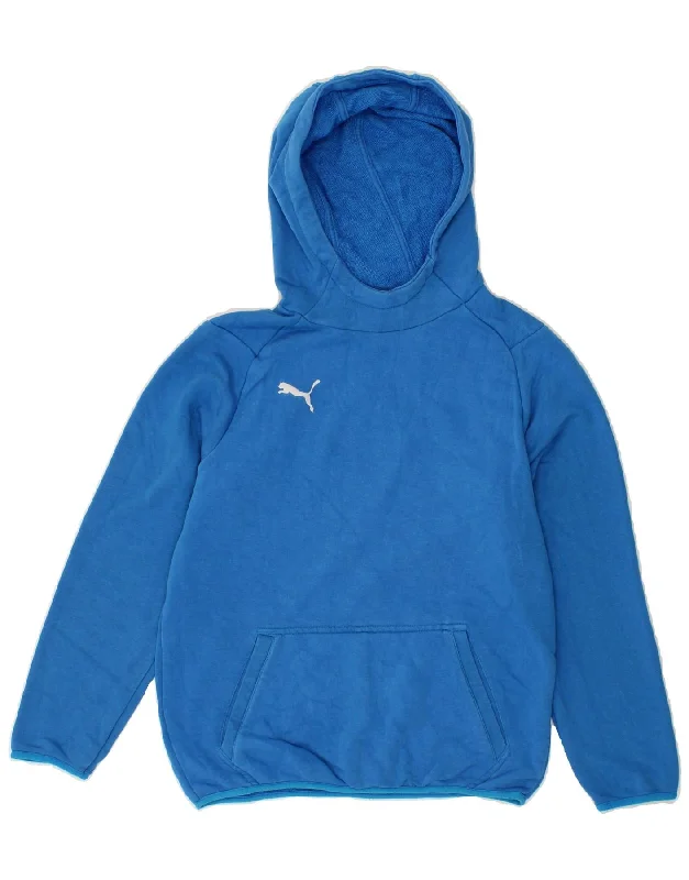 Comfortable Lounge Wear PUMA Boys Hoodie Jumper 11-12 Years Blue Cotton