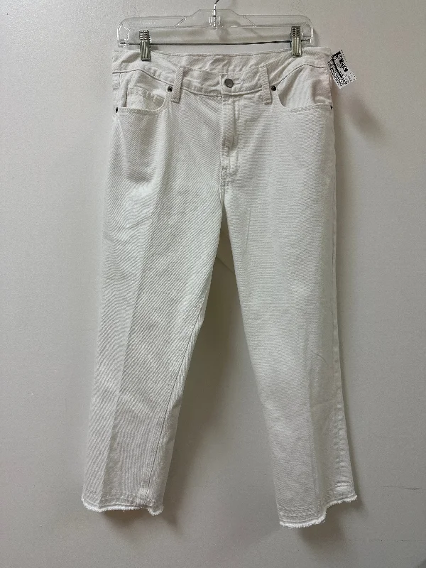 Thin Design Jeans Straight By Old Navy In White Denim, Size: 10