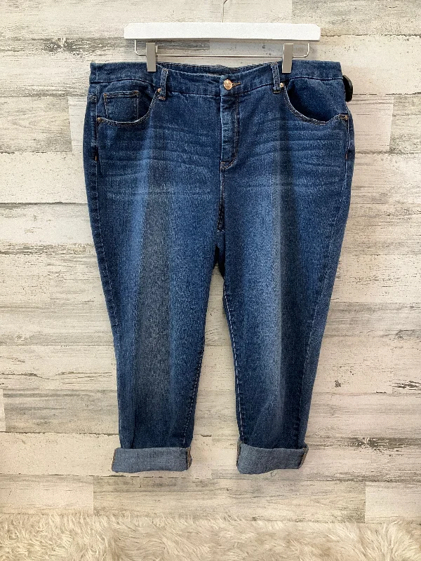 Smart Comfort Wear Jeans Skinny By Chicos In Blue Denim, Size: 16