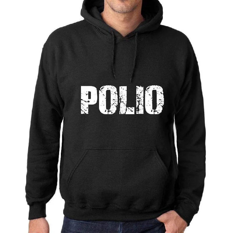 Weekend Wear Men's Women's Unisex Printed Graphic Cotton Hoodie Soft Heavyweight Hooded Sweatshirt Pullover Popular Words POLIO Deep Black