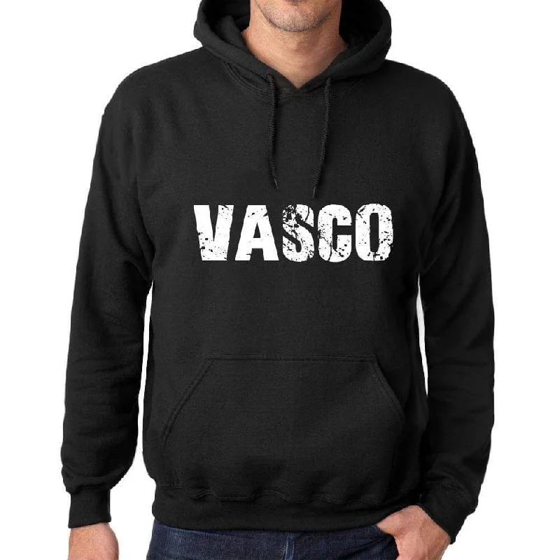 Customized Version Men's Women's Unisex Printed Graphic Cotton Hoodie Soft Heavyweight Hooded Sweatshirt Pullover Popular Words VASCO Deep Black