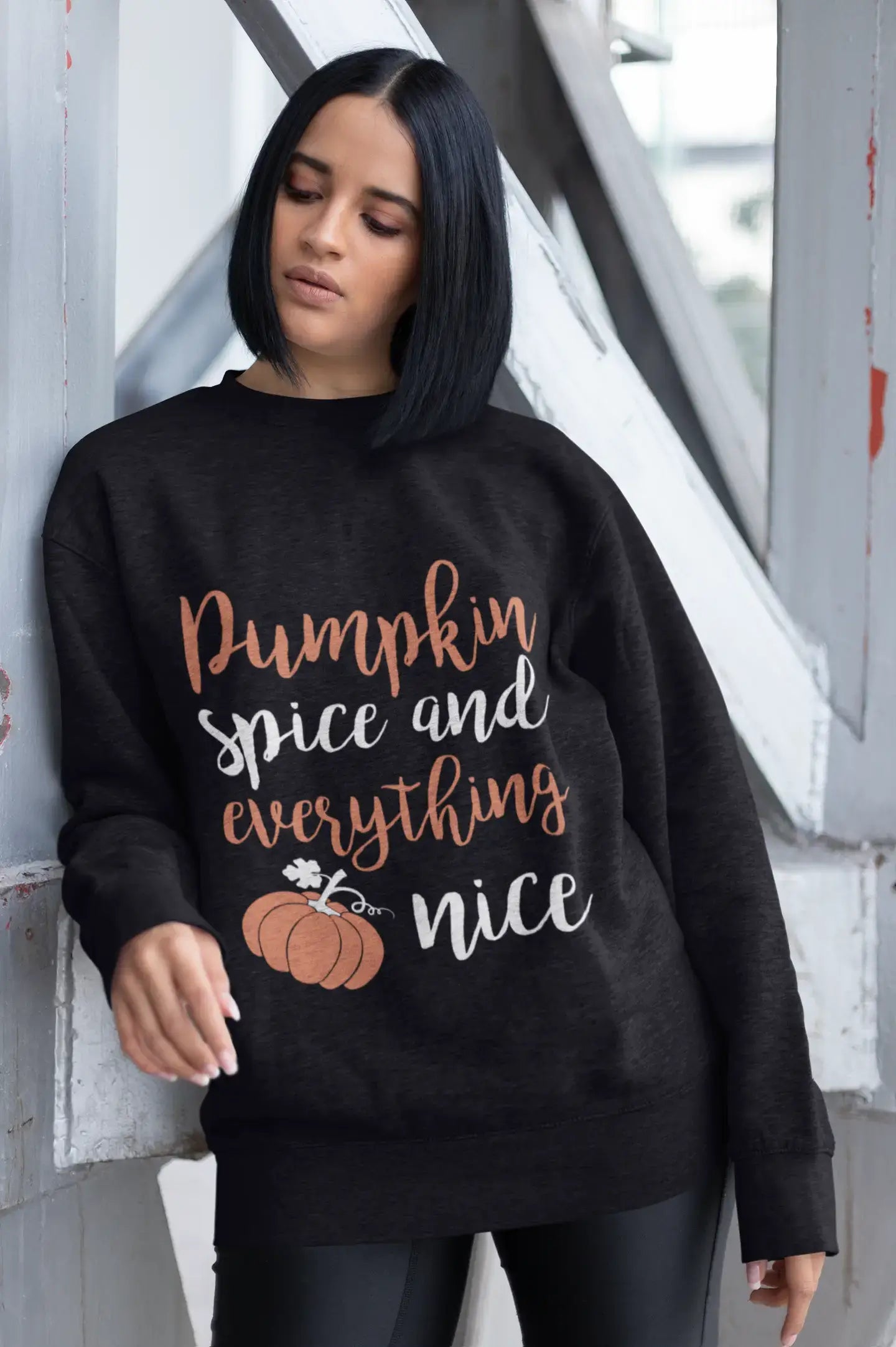 Relaxed Fashion ULTRABASIC - Women's Printed Graphic Sweatshirt Pumpkin Spice And Everything Nice T-Shirt Cute Casual Letter Print Tee French Navy