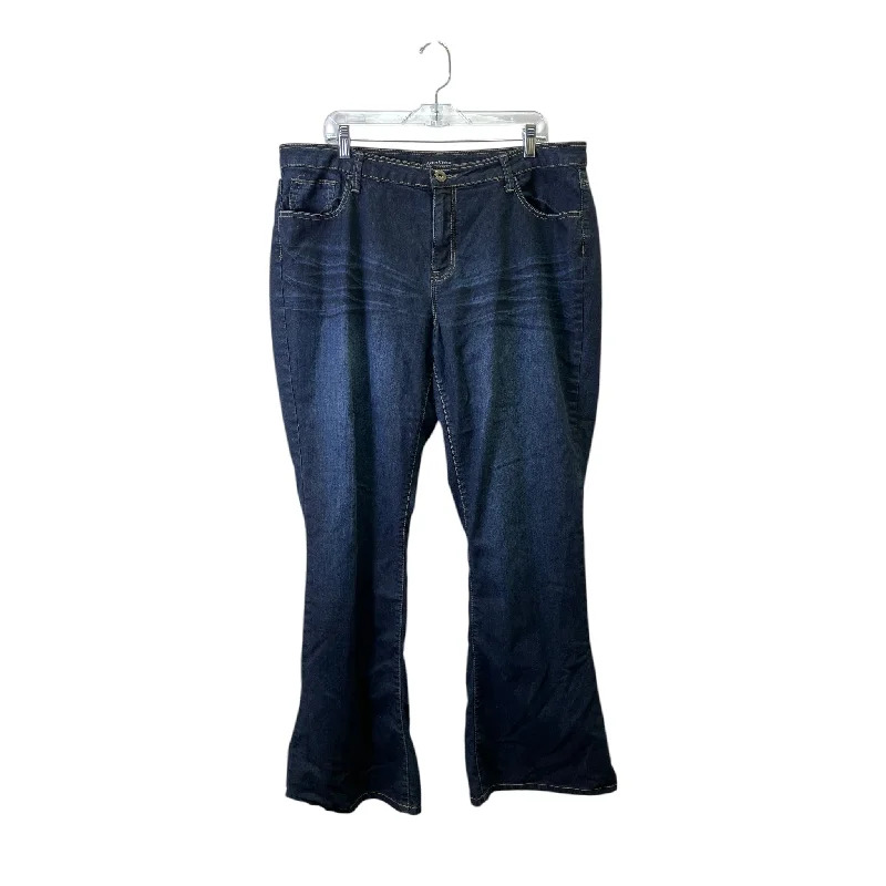 Simple Looks Jeans Flared By Ashley Stewart In Blue, Size:18