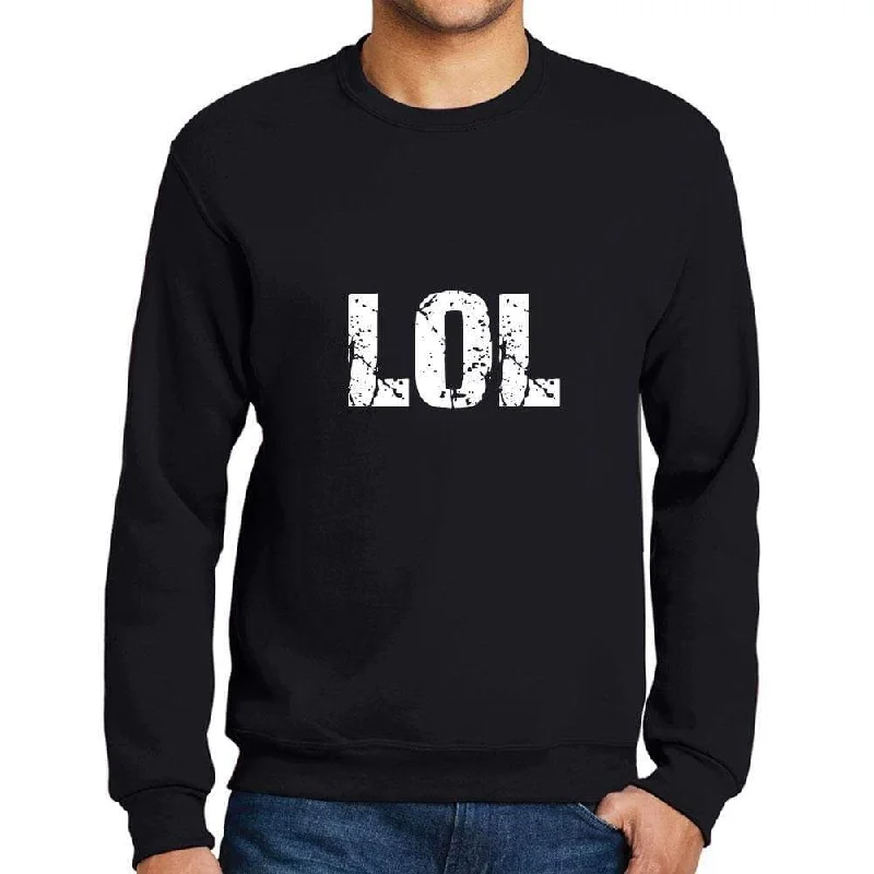 Knitted Design Men's Printed Graphic Sweatshirt Popular Words LOL Deep Black