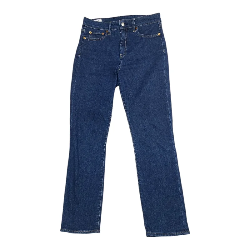 Embroidered Letters Jeans Straight By Gap In Blue Denim, Size:10