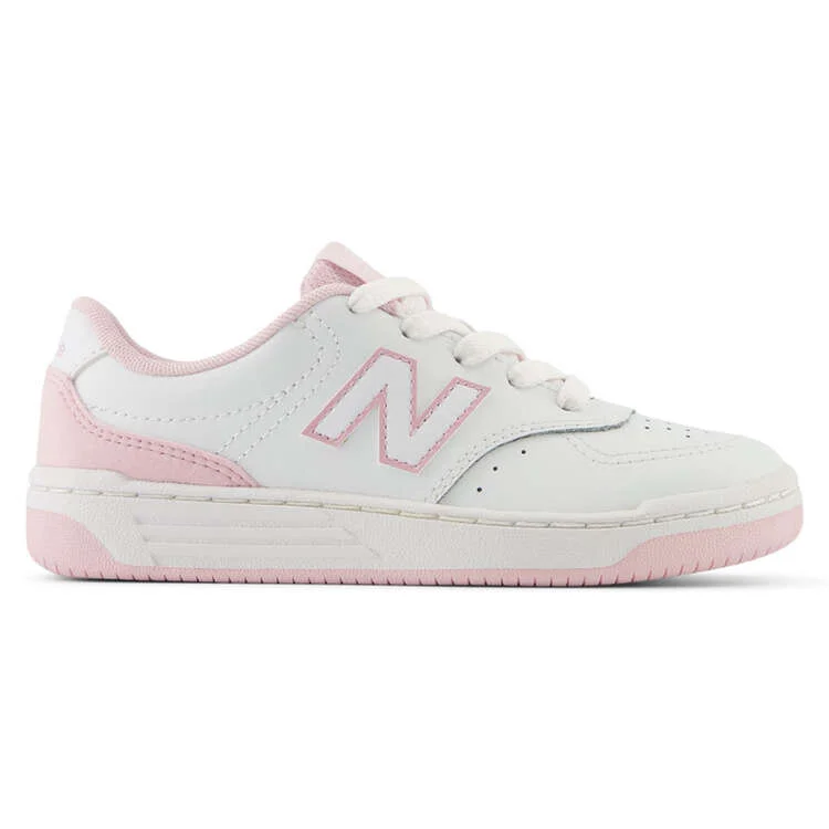 Layered Comfort NEW BALANCE KID'S GRADE SCHOOL BB80 WHITE/PINK SNEAKER SHOES